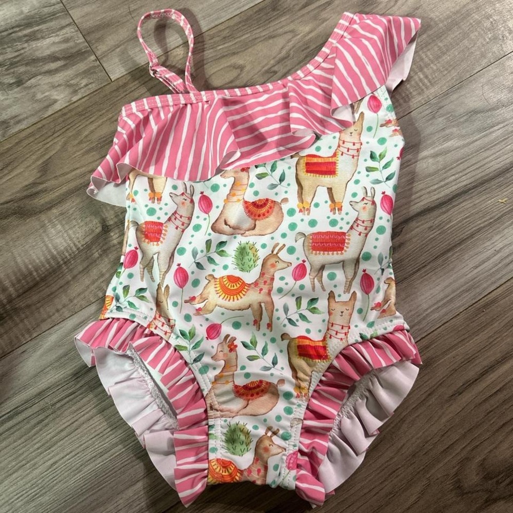 New Pete & Lucy One Piece‎ Swimsuit W/Adorable Lamas Size 2